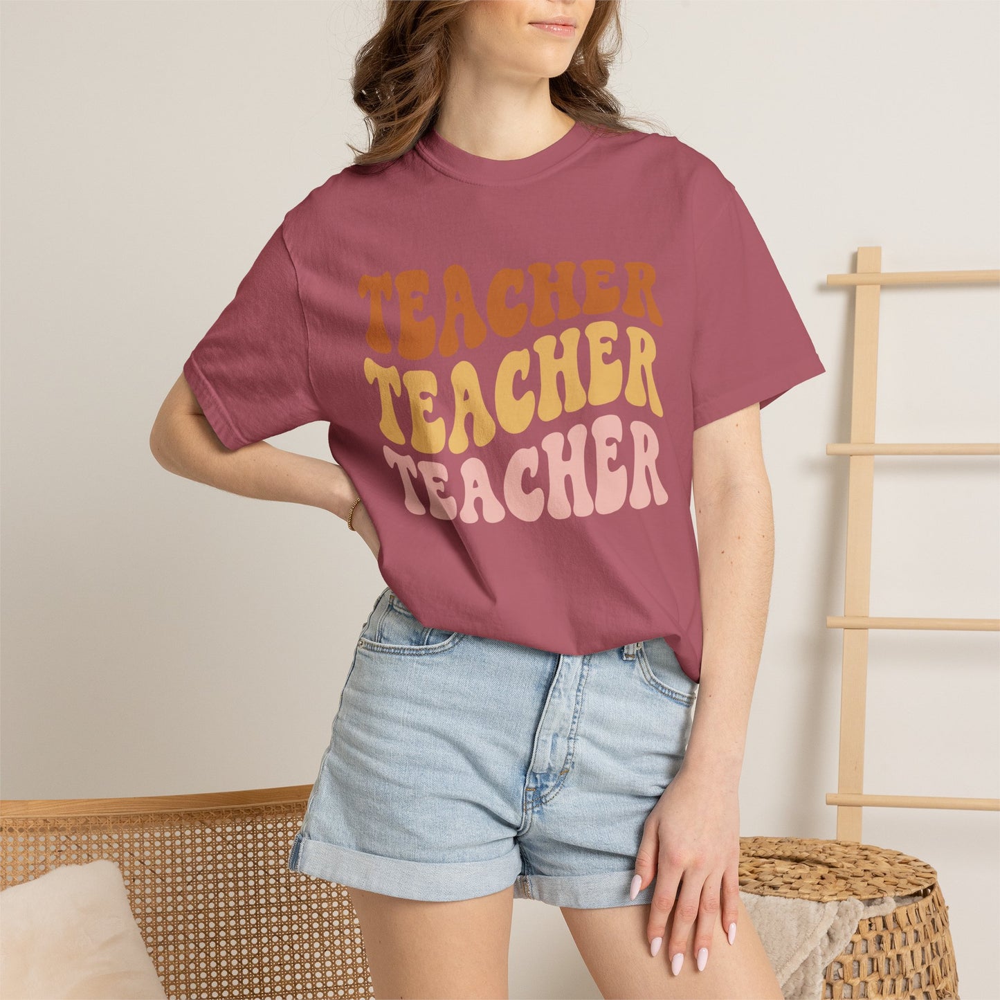 Teacher Comfort Colors Retro Shirt, Wavy Text Shirt, Teacher Wavy Text Shirt, Teacher Shirt, Gift For Teacher, In My Era Shirt
