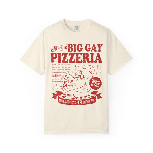 Comfort Colors Pride Shirt, Gay Shirt, LGBTQ Shirt, Lesbian Shirt, Inclusive Shirt, Trans Shirt, Cat Shirt, Subtle Gay, Big Gay Pizzeria Tee