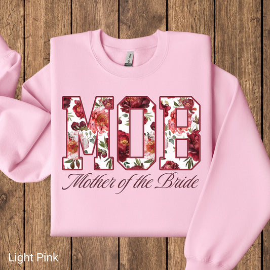 Mother of the Bride Sweatshirt, MOB Shirts, Red Floral Wedding, Floral Bride Mom Gift, Mama Sweater, MOB gift, Bridal Party Sweater