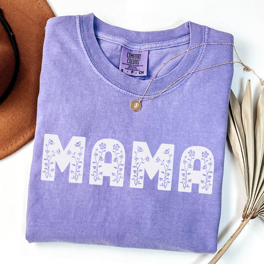Mama Shirt, Floral Mama Shirt, Pregnancy Reveal Shirt, New Mom Shirt, Comfort Colors, Mothers Day Shirt, Gift For Mom, Mothers Day Gift