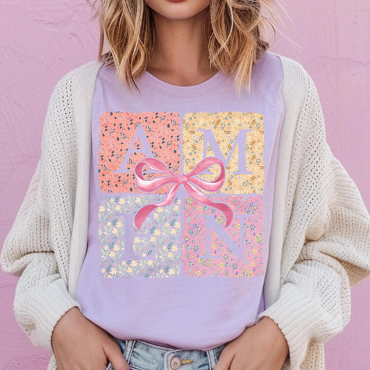 Comfort Colors Christian Shirt, Mama and Mini Shirt, Mommy Me Easter Shirt, Amen Shirt, Bow Shirt, Floral Christian Shirt, Mommy And Me