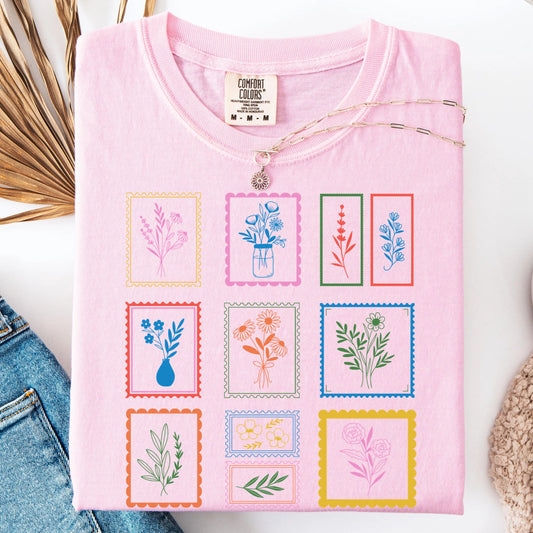 Comfort Colors Pride Shirt, Floral Shirt, LGBTQ Shirt, Trans Shirt, Lesbian Tee, Inclusive Shirt, Transgender Shirt, Stamp Tee, Floral Shirt