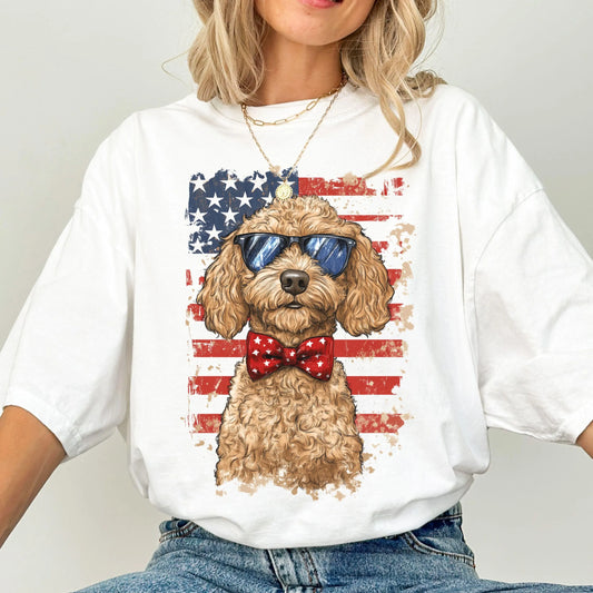 Comfort Colors 4th of July Shirt, USA Shirt, Fourth of July Shirt, American Flag Shirt, Classic USA Shirt, Dog Shirt, Goldendoodle Shirt