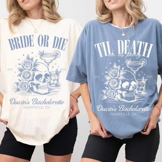 Comfort Colors Bachelorette Shirt, Bachelorette Party Shirts, Bride Shirt, Bride Or Die Shirts, Till Death Do Us Party, Gothic Skeleton Tee