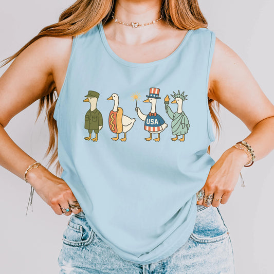 Comfort Colors 4th of July Tank, USA Shirt, Fourth of July Goose Tank, American Flag Shirt, Classic USA Shirt, Goose Shirt, Funny Shirt