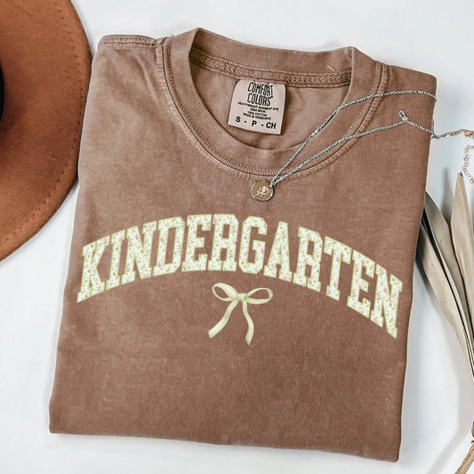 Comfort Colors Teacher Shirt, Kindergarten Teacher Shirt, Kindergarten Shirt, Back to School Shirt, Floral Teacher Appreciation Tshirt Gift