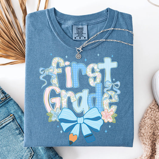 Personalized First Grade Teacher Custom Comfort Colors Tee