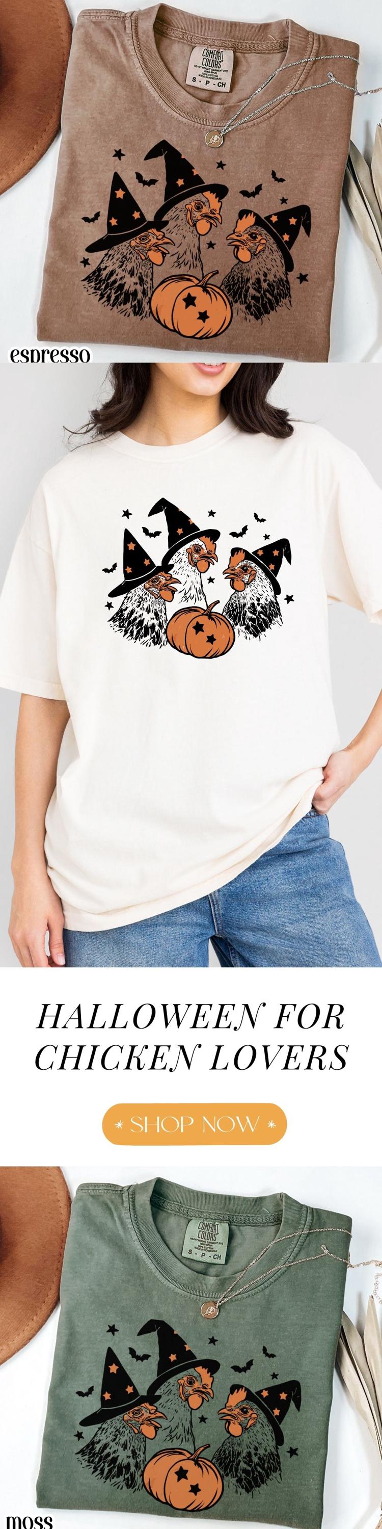 Witch Chicken Halloween Comfort Colors Tee