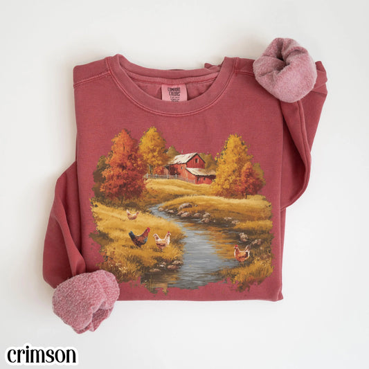 Vintage Farm Chicken Comfort Colors Sweatshirt