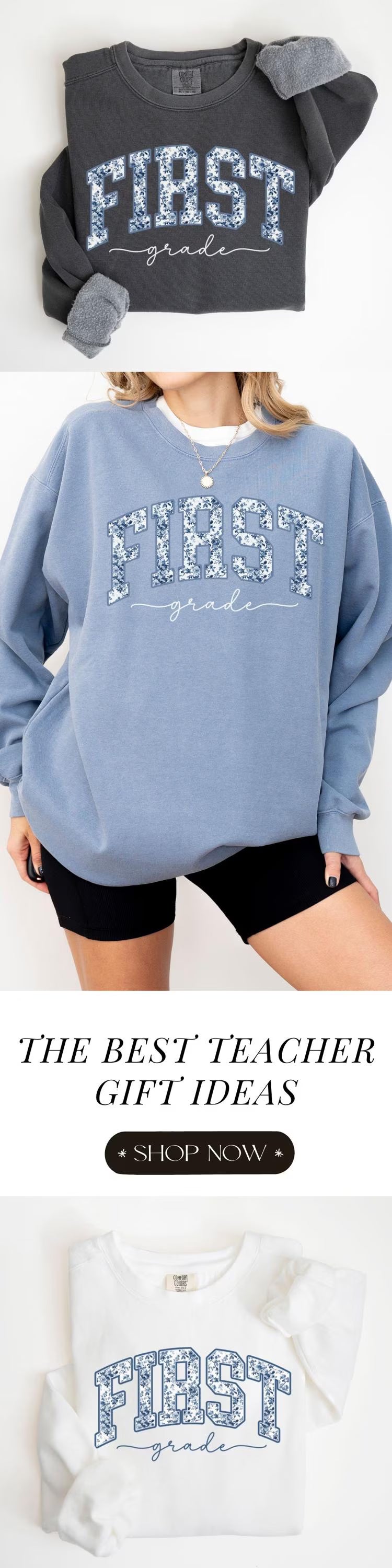 First Grade Teacher Sweatshirt Comfort Colors 1st Grade Teacher Sweater Floral Teacher Back to School Shirt Christmas Gift For Teacher