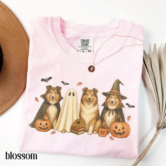 Halloween Rough Collie Dog Comfort Colors Tee