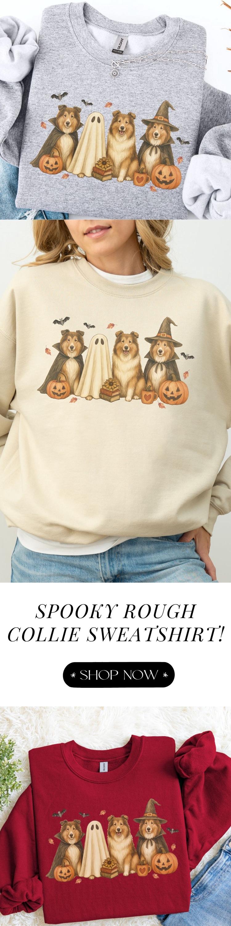 Halloween Rough Collie Dog Fall Sweatshirt