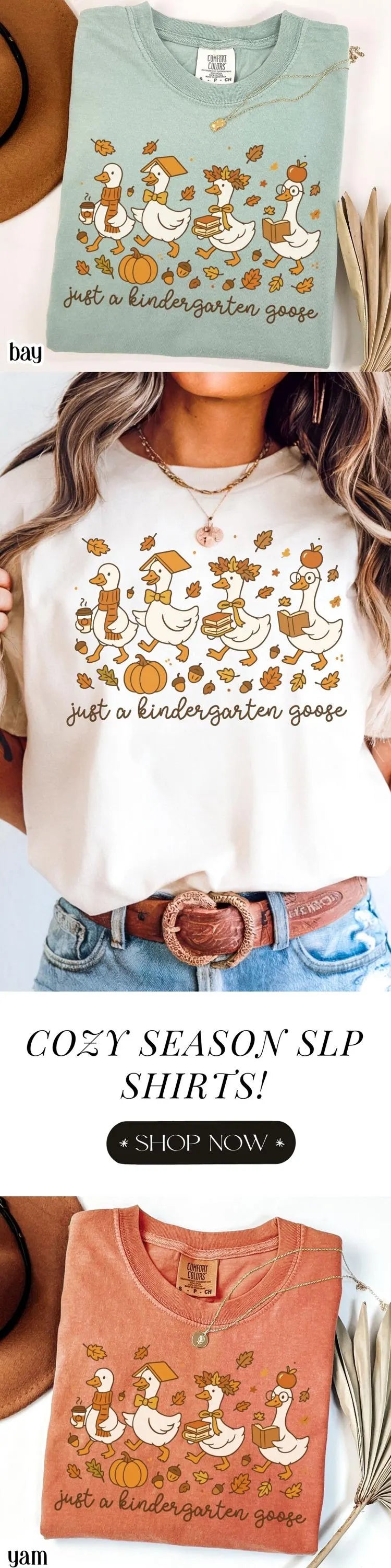 Kindergarten Fall Goose Comfort Colors Teacher Shirt Kindergarten Goose Teacher TShirt Pumpkin Silly Goose T-Shirt Autumn Back to School Tee