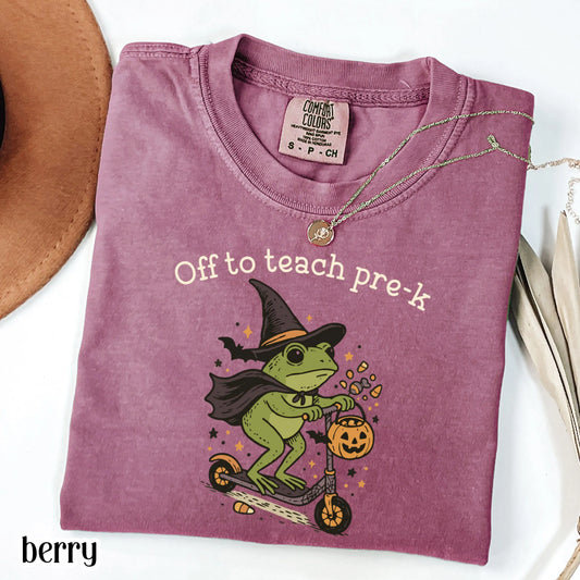 Halloween Teacher Shirt Comfort Colors Pre K Grade Teacher Shirt Preschool Teacher Shirt Pre K Teacher Tee Back to School Frog Teacher Tee