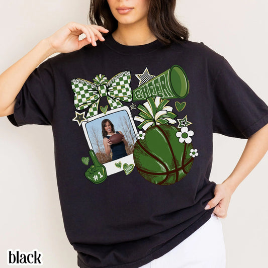 Cheer Basketball Comfort Colors Shirt Cheer Mom Custom Game Day Photo Tee for Mom High School Cheerleading Team Shirt Cheerleader Tshirt