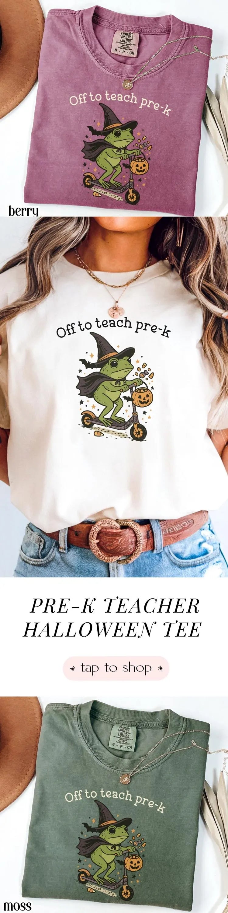 Halloween Teacher Shirt Comfort Colors Pre K Grade Teacher Shirt Preschool Teacher Shirt Pre K Teacher Tee Back to School Frog Teacher Tee