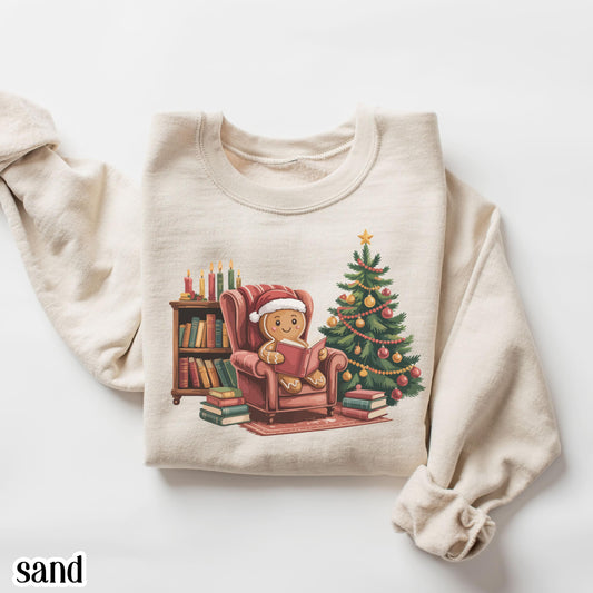 Gingerbread Book Reader Christmas Sweatshirt