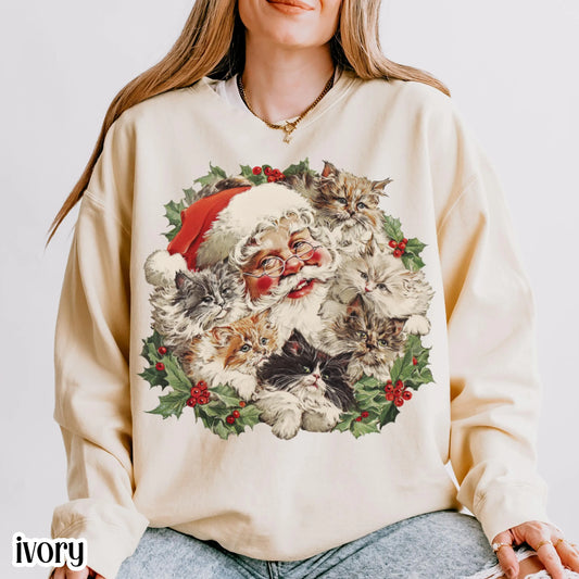 Santa Claus Kittens Comfort Colors Sweatshirt