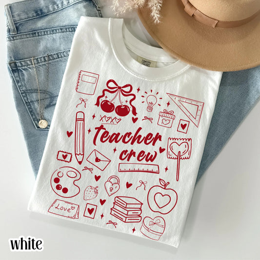 Teacher Valentines Day Comfort Colors Shirt Kindergarten Teacher Crew Vday Tshirt Love Day Tshirt Back to School Shirt Teacher Appreciation