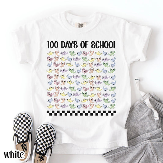 Youth 100 Days Of School Comfort Colors Shirt Axolotl Kindergarten Kids First Grade TShirt Girls School Tshirt Youth 100 Day School Tee Idea