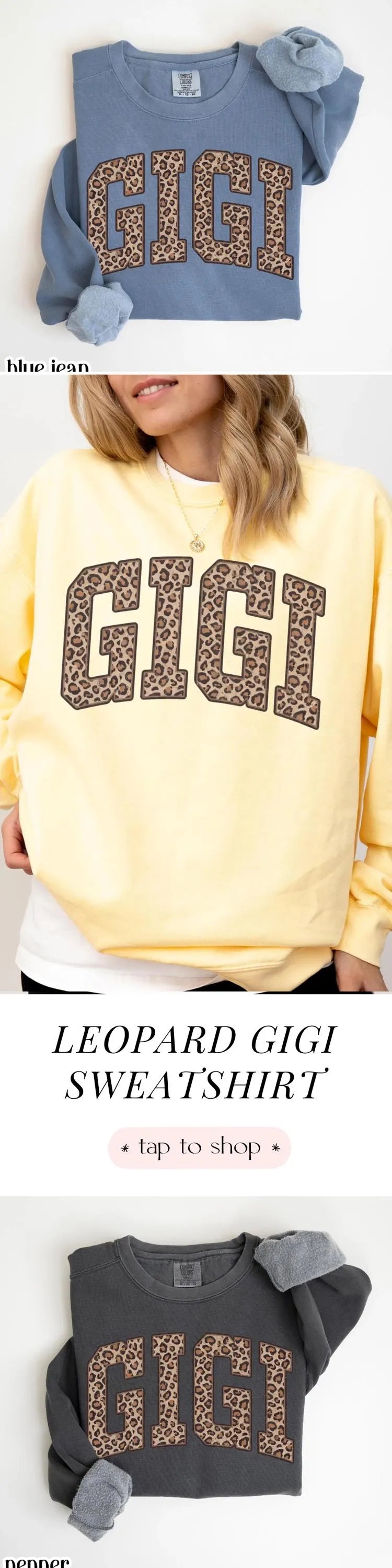 Comfort Colors Leopard Gigi Sweatshirt Mothers Day Grandma Sweater Retro Nana Gift For Gigi Crewneck Mom Feral Cheetah Print Animal Pullover