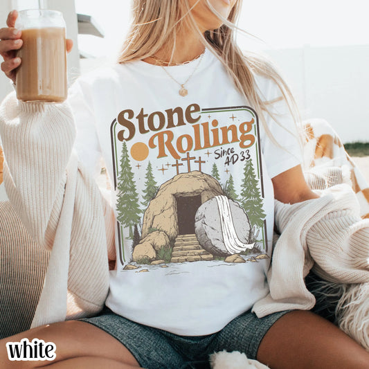 Comfort Colors Rolling Christian T-Shirt, Trendy Stones Easter Clothing, Jesus Christ Shirt, Gift For Christian, Faith-Based Graphic Tee