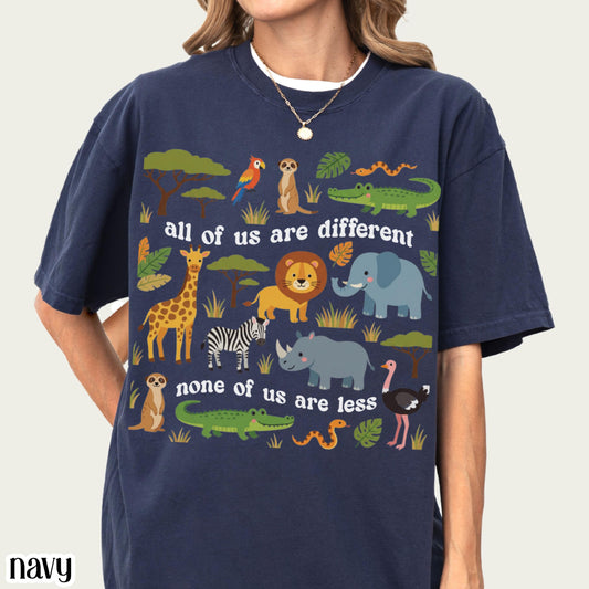 Autism Awareness Comfort Colors Shirt Neurodiversity Inclusion TShirt Special Education Teacher Tee Safari Jungle Animal Diversity T-Shirt