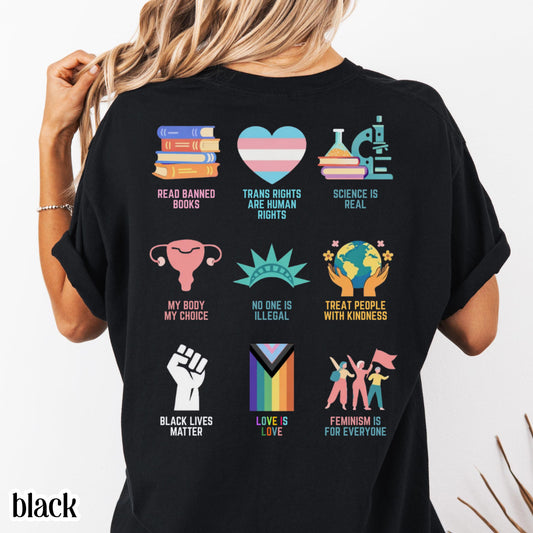 Comfort Colors Pride Shirt Gay LGBTQ Lesbian Tee Inclusive Social Justice T-Shirt Human Rights Equality BLM Transgender Ally Shirt Anti ICE