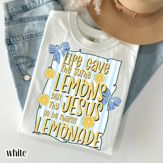 Christian Comfort Colors Shirt Life Gave Me Lemons Jesus Made Lemonade Inspirational Easter Spring Faith Tee Encouraging Beliver T-Shirt
