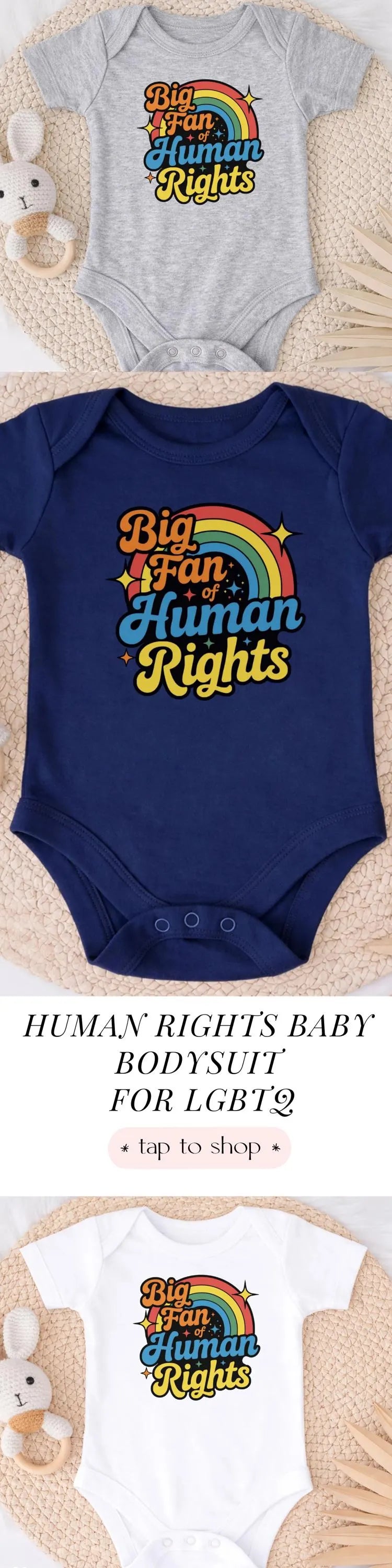 Human Rights Baby Bodysuit Colorful Rainbow Pride Baby Outfit Equality Love Tee LGBTQ Pride Inclusive Gay Lesbian Social Justice Newborn