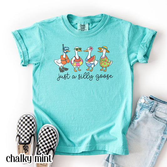 Summer Goose Youth Comfort Colors Shirt Silly Goose T-Shirt Last Day of School Summer T-Shirt Kids Funny Vacation Swimmer Cute Beach Duck