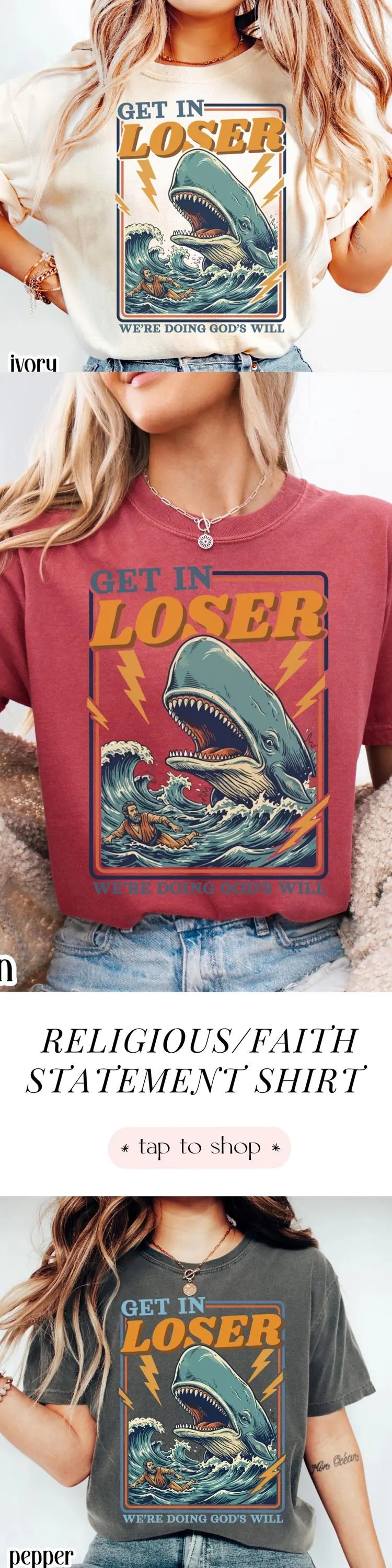 Funny Christian Comfort Colors Shirt Doing Gods Will Jonah and the Whale Tee Silly Faith Humor TShirt Religious Meme T-Shirt For Believer