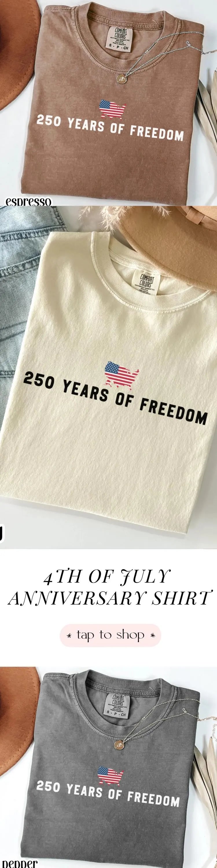 250 Year Anniversary Comfort Colors Shirt USA Map American Flag Tee Fourth of July Independence Day TShirt USA Freedom 4th of July T-Shirt