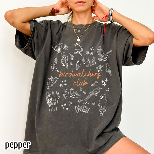 Birdwatchers Comfort Colors® Shirt Birding Lover Tee Vintage Nature Wildlife TShirt Cute Adventure Retro Bird Doodle Birdwatching T-Shirt