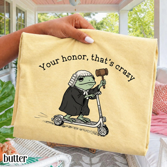 Comfort Colors® Lawyer Shirt Law School Graduation T-shirt Funny Silly Lawyer Frog Tee That's Crazy Law Student Gift Future Lawyer or Judge