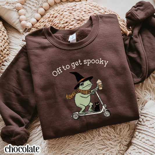 Off To Get Spooky Frog Halloween Sweatshirt