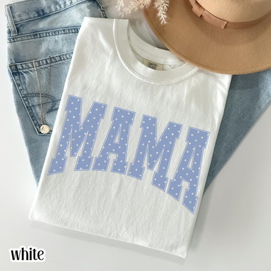 Blue Polka Dots Mama Comfort Colors Tee