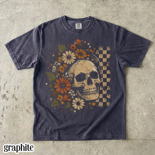 Boho Floral Skull Comfort Colors Tee