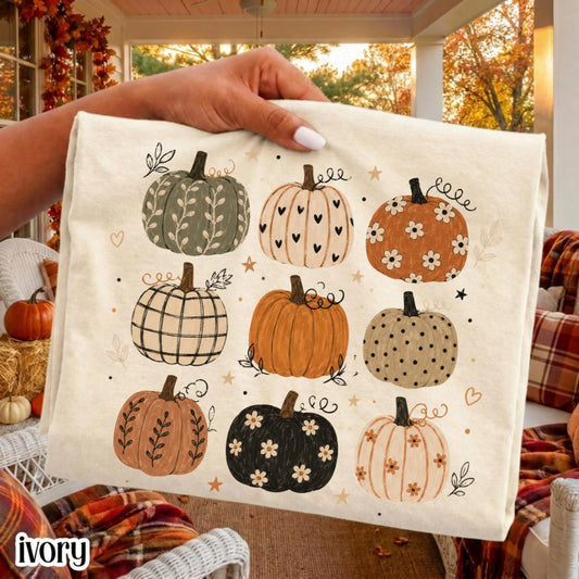 Boho Pumpkin Pattern Comfort Colors Tee