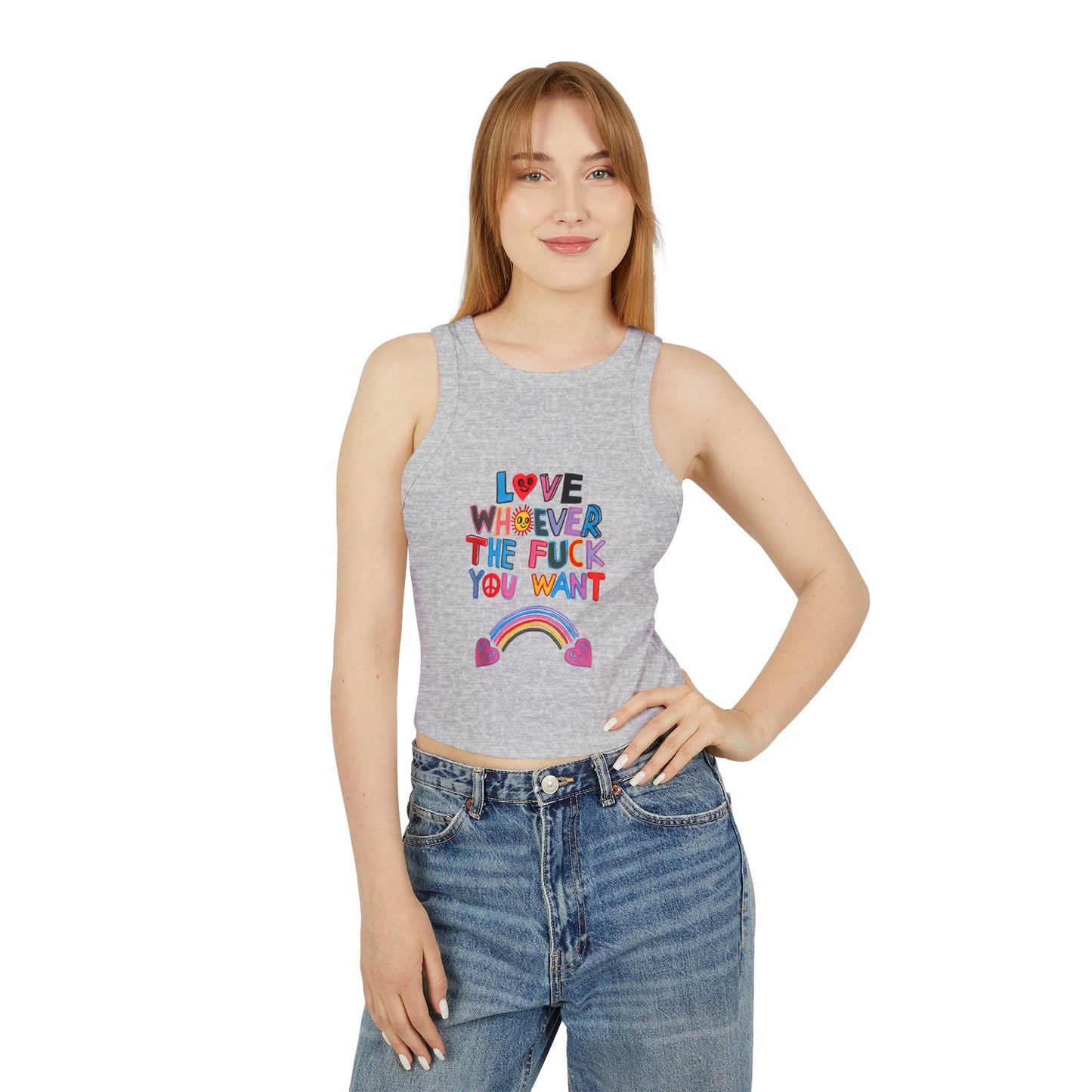 Pride Tank Top, LGBTQ Micro Rib Racer Tank Top, Trans Shirt, Inclusive Tee, Transgender Tee, Equality Tee, Love Whoever TF You Want