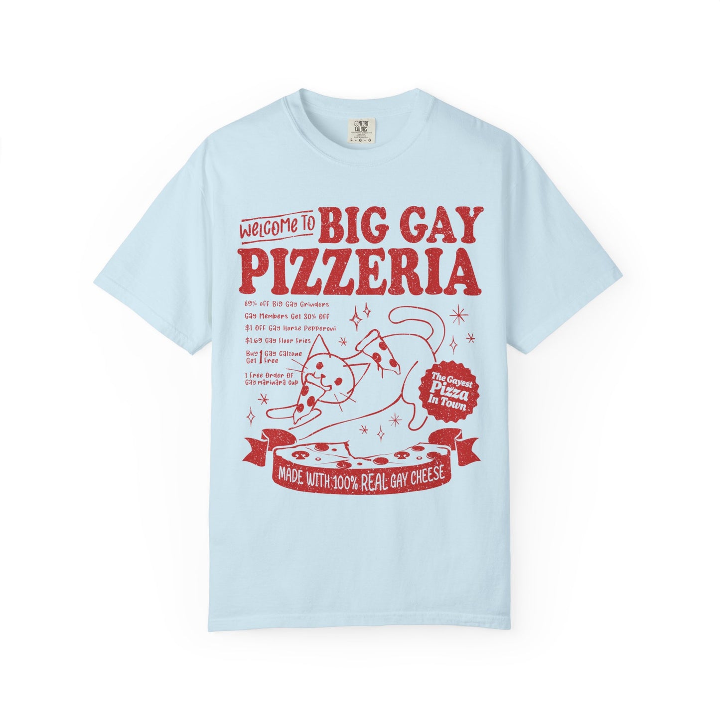 Comfort Colors Pride Shirt, Gay Shirt, LGBTQ Shirt, Lesbian Shirt, Inclusive Shirt, Trans Shirt, Cat Shirt, Subtle Gay, Big Gay Pizzeria Tee