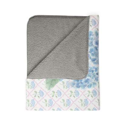 Baby Milestone Hydrangea Bows Fleece Sherpa Blanket