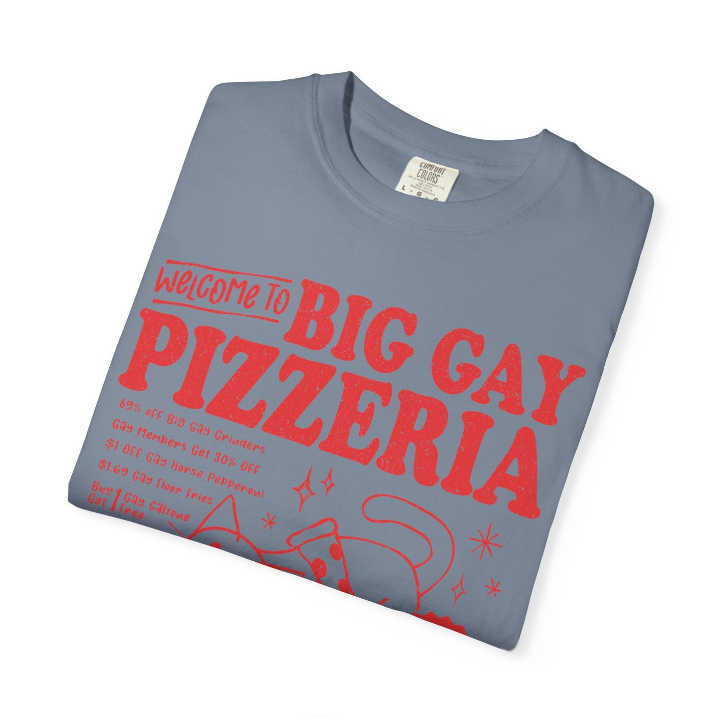 Comfort Colors Pride Shirt, Gay Shirt, LGBTQ Shirt, Lesbian Shirt, Inclusive Shirt, Trans Shirt, Cat Shirt, Subtle Gay, Big Gay Pizzeria Tee