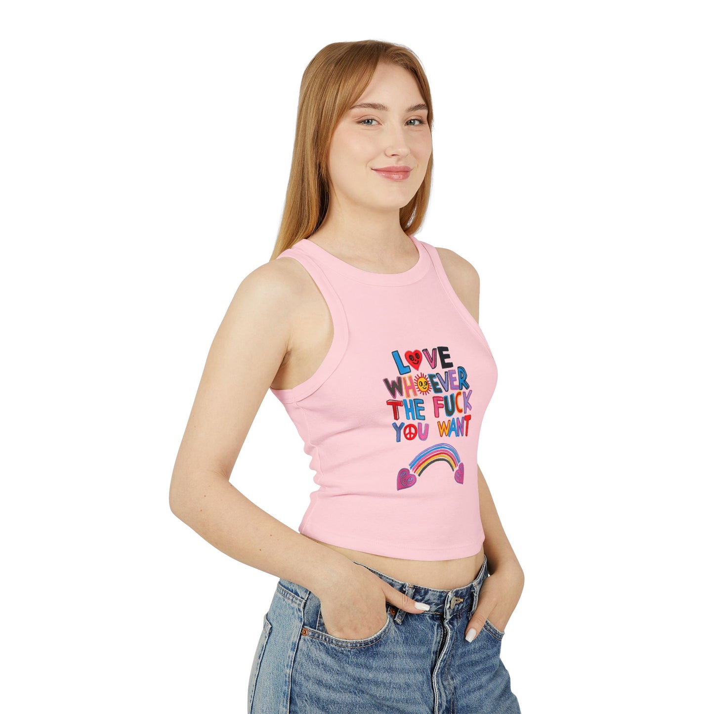 Pride Tank Top, LGBTQ Micro Rib Racer Tank Top, Trans Shirt, Inclusive Tee, Transgender Tee, Equality Tee, Love Whoever TF You Want