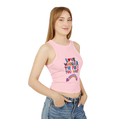 Pride Tank Top, LGBTQ Micro Rib Racer Tank Top, Trans Shirt, Inclusive Tee, Transgender Tee, Equality Tee, Love Whoever TF You Want