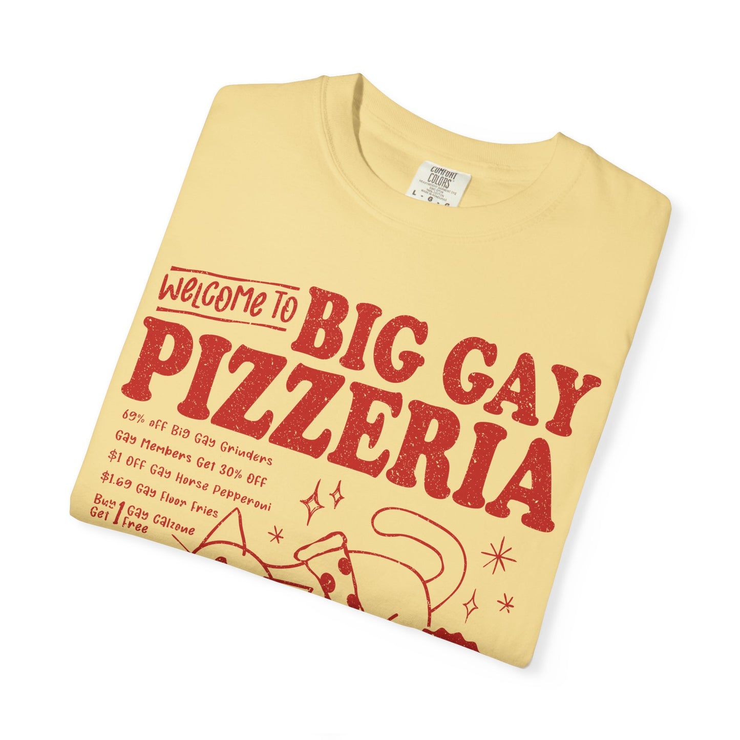 Comfort Colors Pride Shirt, Gay Shirt, LGBTQ Shirt, Lesbian Shirt, Inclusive Shirt, Trans Shirt, Cat Shirt, Subtle Gay, Big Gay Pizzeria Tee
