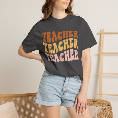 Teacher Comfort Colors Retro Shirt, Wavy Text Shirt, Teacher Wavy Text Shirt, Teacher Shirt, Gift For Teacher, In My Era Shirt