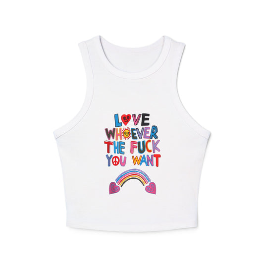 Pride Tank Top, LGBTQ Micro Rib Racer Tank Top, Trans Shirt, Inclusive Tee, Transgender Tee, Equality Tee, Love Whoever TF You Want