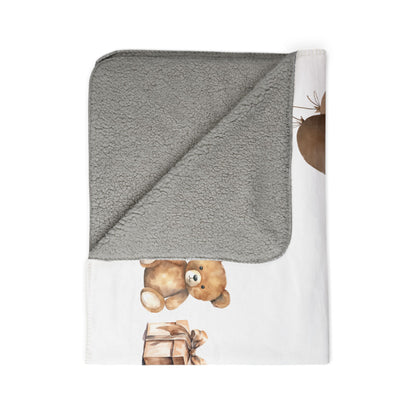 Baby Milestone Watercolor Teddy Fleece Sherpa Blanket