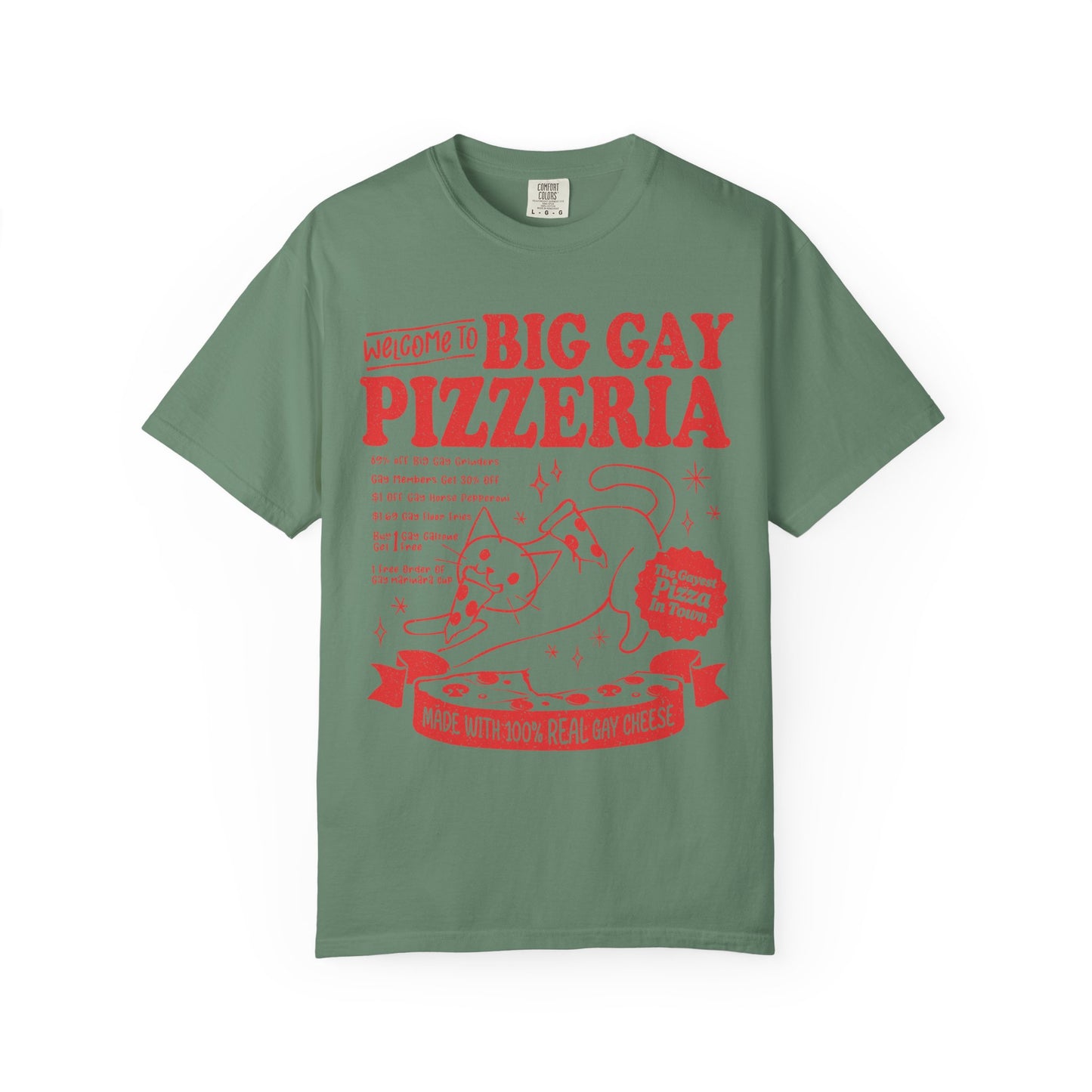 Comfort Colors Pride Shirt, Gay Shirt, LGBTQ Shirt, Lesbian Shirt, Inclusive Shirt, Trans Shirt, Cat Shirt, Subtle Gay, Big Gay Pizzeria Tee